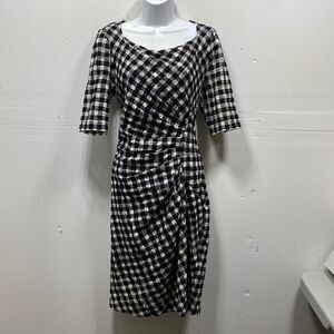 Anthropologie Black and White Checkered Midi Dress